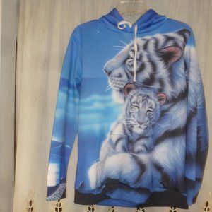 Unisex Tiger Lover Hoodie with Kenguru pocket Tiger Hoodie Sz M